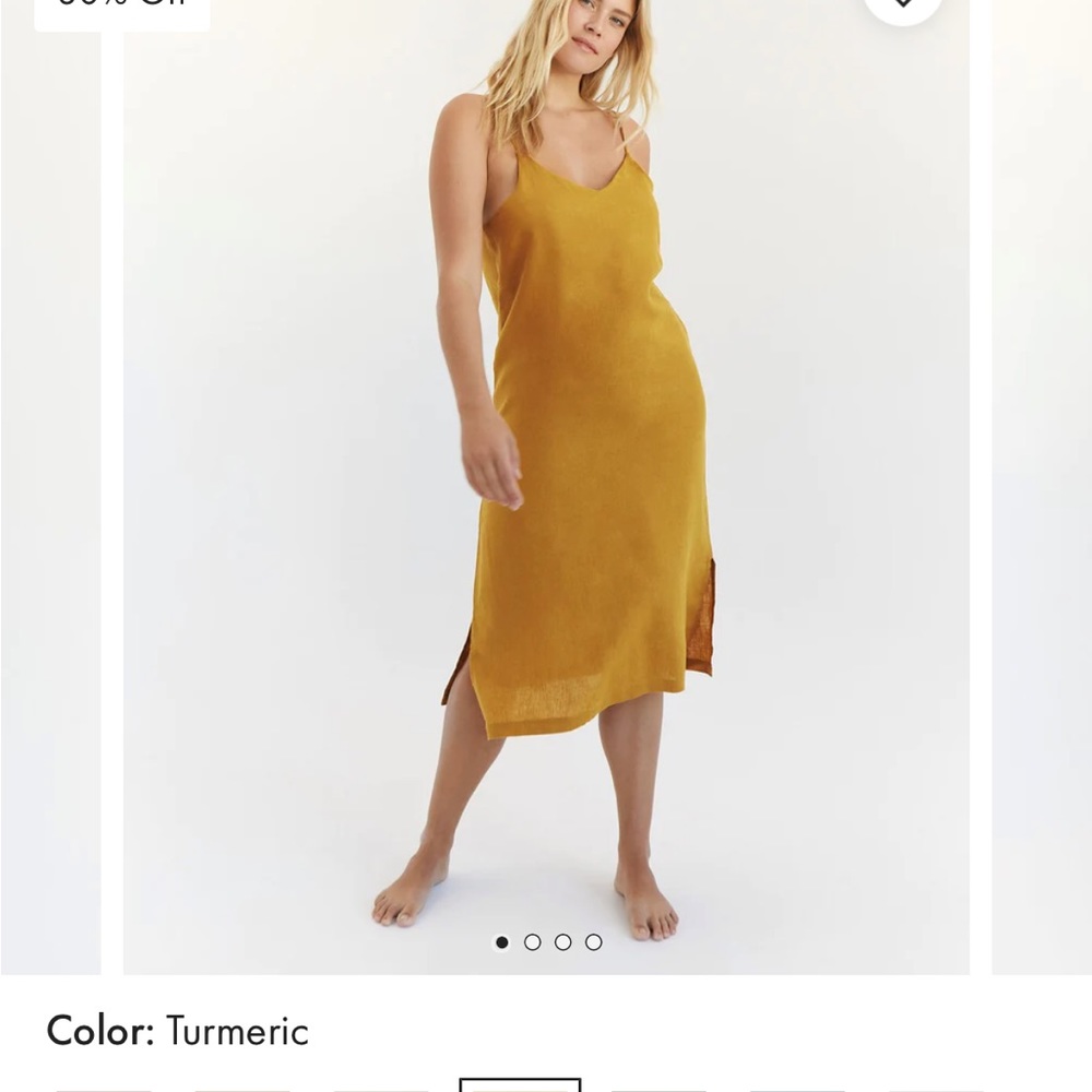 Bed Threads Turmeric Linen Midi Dress - Picture 4 of 9